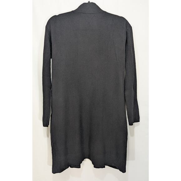 Theory 100% Cashmere Rib Sleeve Open Front Cardigan Black Petite (fits XS/S) - Picture 4 of 8